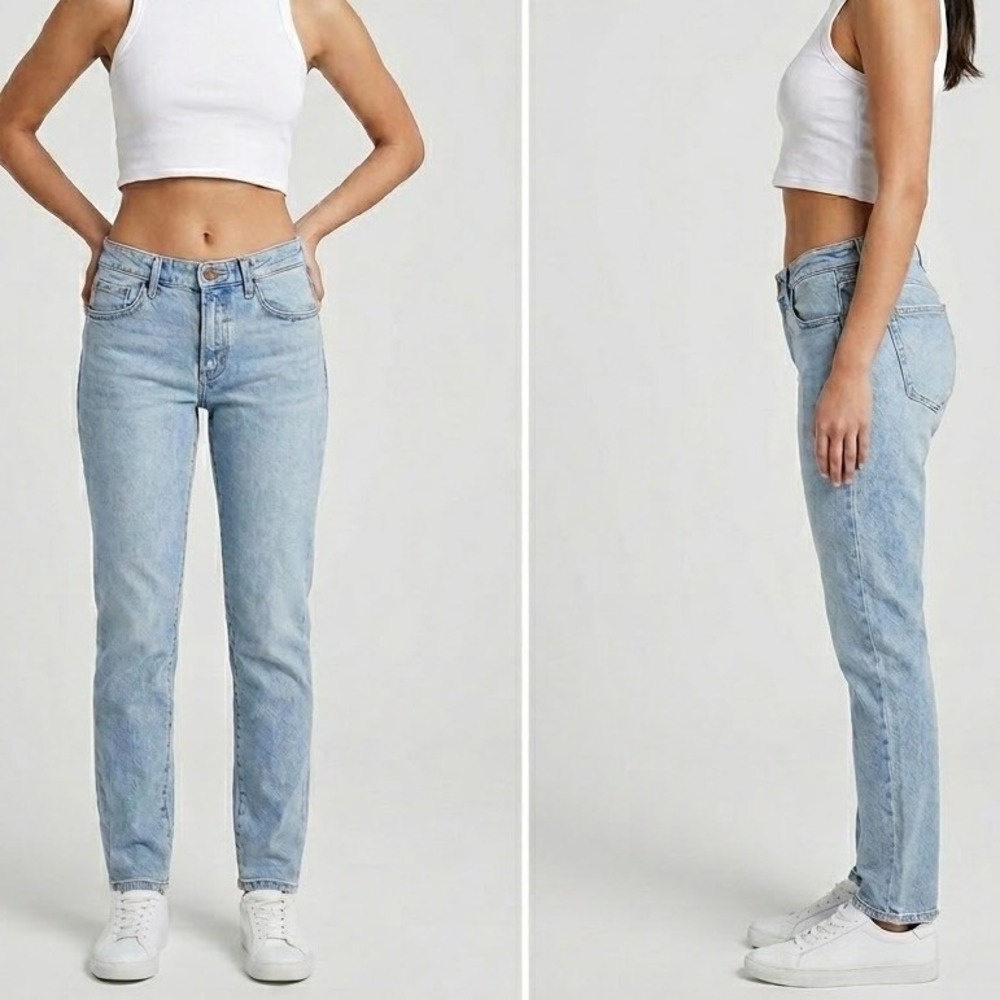 Oliver Logan Chester Slim Straight Jeans Light Indigo Worn Low Rise Denim 29